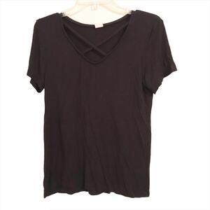 Darling Blue T Shirt with Cross Strap Neckline